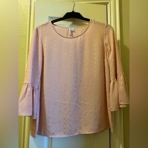 Elle pink top with gold polka dots